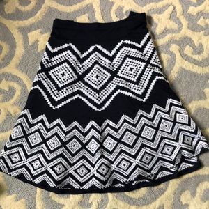 INC Navy blue embroidered skirt